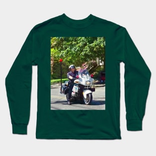 Policeman On Motorcycle Long Sleeve T-Shirt